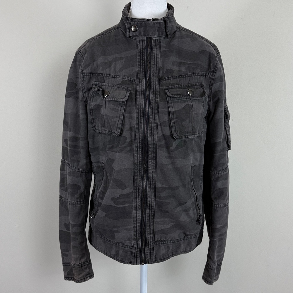 Vintage Rock &‎ Republic Washed Black Camo Women’s Moto Jacket Size Small